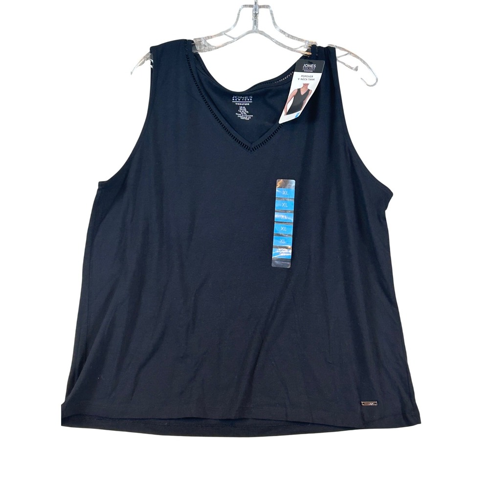 NWT Jones New York Signature Womens Popover V-Neck Tank Top Black‎ XL Layering